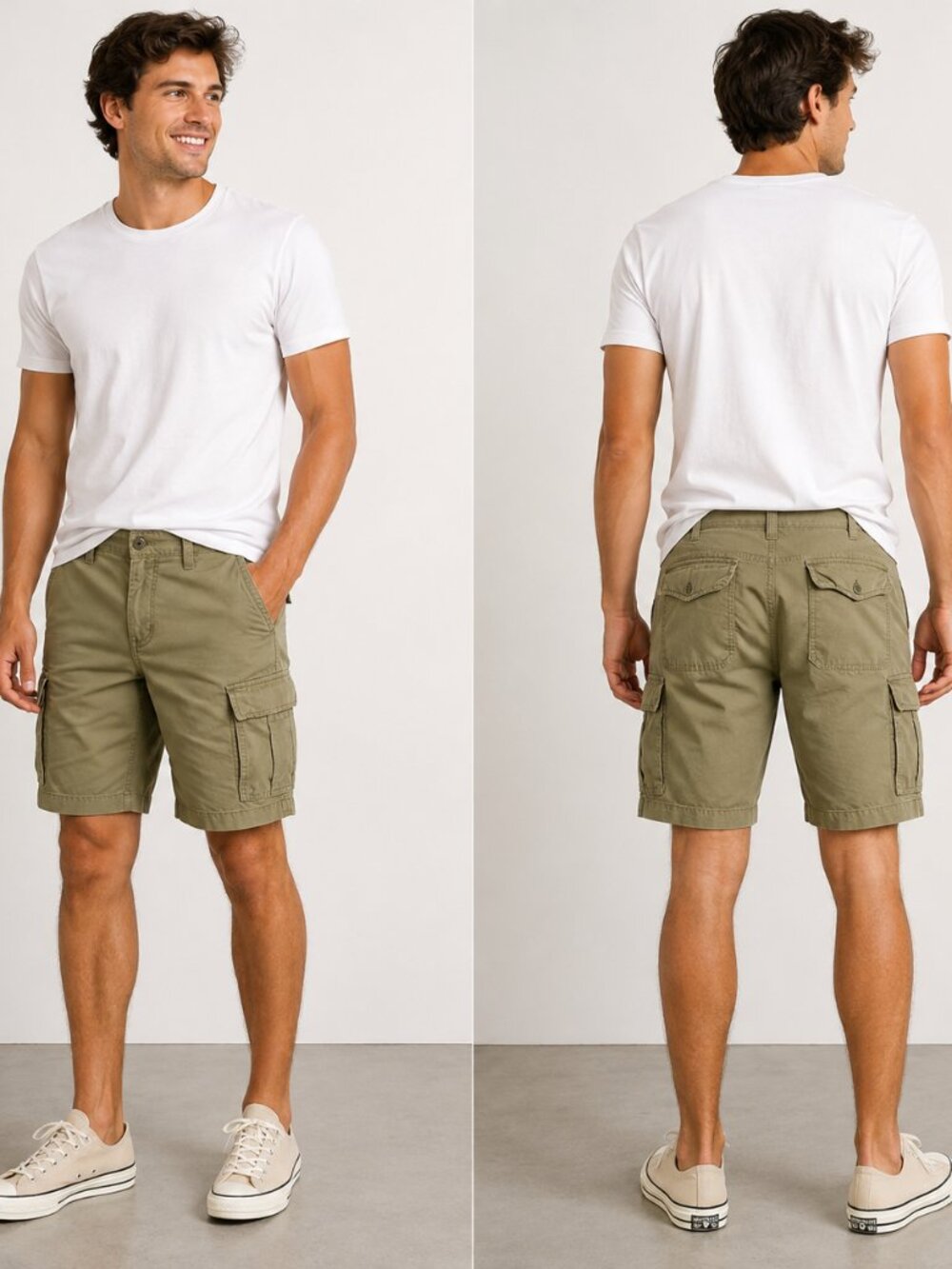 Bluenotes Classic Cargo Shorts Men's Size 28 Olive Green Cotton Utility Casual